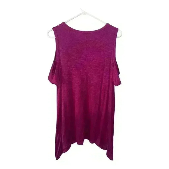 Lane Bryant Magenta Cold Shoulder Swing Tee, Size 10/12 - Picture 3 of 5